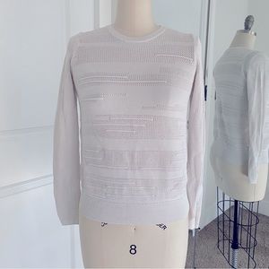 Vince White Textured Knit Cropped Crewneck Pullover Sweater